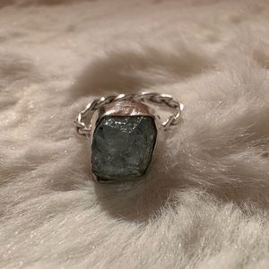Aquamarine pure rock crystal ring